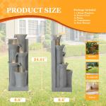 Haverchair 24" Outdoor Water Fountain with LED Lights, 5-Tier Bamboo Joint Design Bowl Garden Fountain, Modern Cascading Waterfall for Garden, Patio, Backyard, Deck, Porch and Home Decor
