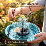 ValueAgain Solar Cascade Hanging Bird Bath Fountain, Outdoor Hanging Bird Bath with Solar Fountain, Large Humming Bird Baths are Suitable, with Solars Pump & Bowl,for Outdoor, Gardens,Blue