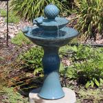 Sunnydaze Resting Birds Contemporary Blue Ceramic 2-Tiered Outdoor Water Fountain