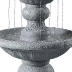 Teamson Home 2-Tier Pedestal Outdoor Water Fountain, Shallow Basin with Adjustable Flow & Electric Pump, Gray
