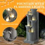 Haverchair 24" Outdoor Water Fountain with LED Lights, 5-Tier Bamboo Joint Design Bowl Garden Fountain, Modern Cascading Waterfall for Garden, Patio, Backyard, Deck, Porch and Home Decor