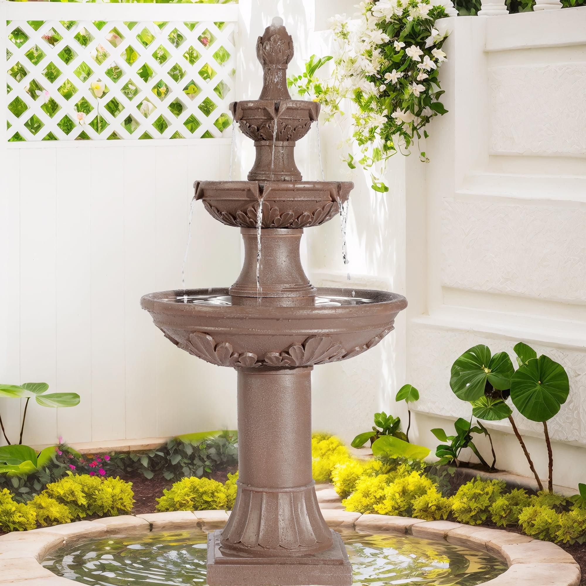 Haverchair Outdoor Pineapple Italian Water Fountain - 48.4" H Floor Bubbler Garden Waterfalls Fountain, 3 Tiered Cascading Freestanding Garden Fountain for Indoor, Yard, Lawn and Garden Décor