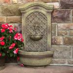 Sunnydaze Rosette Leaf Polystone Outdoor Solar Wall Fountain, Florentine Finish