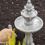 XBrand 36.2" 2-Tier Outdoor Freestanding Solar Water Fountain - Classic Design, Grey Resin Bird Bath with Pump - Ideal for Yard, Lawn and Garden, Porch Décor