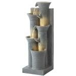 Haverchair 24" Outdoor Water Fountain with LED Lights, 5-Tier Bamboo Joint Design Bowl Garden Fountain, Modern Cascading Waterfall for Garden, Patio, Backyard, Deck, Porch and Home Decor