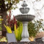 XBrand 36.2" 2-Tier Outdoor Freestanding Solar Water Fountain - Classic Design, Grey Resin Bird Bath with Pump - Ideal for Yard, Lawn and Garden, Porch Décor