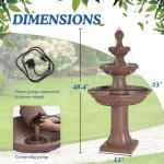 MAGIC UNION Outdoor Garden Water Fountains, 48.4" H Italian Style Fountains and Waterfalls Outside, 3-Tier Large Bubbler Cascading Indoor Floor Water Fountain Features with Pump for Home Yard Decor
