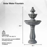 XBrand 36.2" 2-Tier Outdoor Freestanding Solar Water Fountain - Classic Design, Grey Resin Bird Bath with Pump - Ideal for Yard, Lawn and Garden, Porch Décor