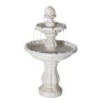 Christopher Knight Home 37.4"H 2-Tier Outdoor Fountain, Pedestal Cascading Water Feature, White