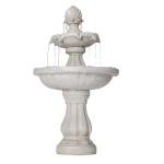 Christopher Knight Home 37.4"H 2-Tier Outdoor Fountain, Pedestal Cascading Water Feature, White