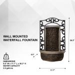 XBrand 30.31" H Stone/Black Polyresin and Metal Indoor Outdoor Wall Mounted Waterfall Fountain with Pump, Wall-Hanging Fountains, Water Fountain Décor, Wall Fountain