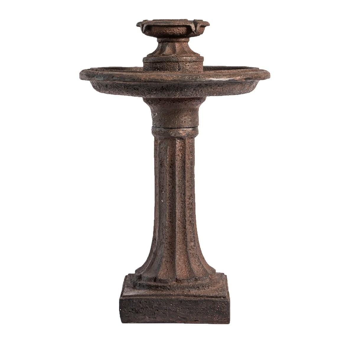 XBrand 28" Solar Water Fountain, 1-Tier, Outdoor Birdbath, Brown Resin, With Solar Panel, Solar Pump for Home Garden Yard Décor