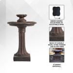 XBrand 28" Solar Water Fountain, 1-Tier, Outdoor Birdbath, Brown Resin, With Solar Panel, Solar Pump for Home Garden Yard Décor