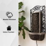 XBrand 30.31" H Stone/Black Polyresin and Metal Indoor Outdoor Wall Mounted Waterfall Fountain with Pump, Wall-Hanging Fountains, Water Fountain Décor, Wall Fountain