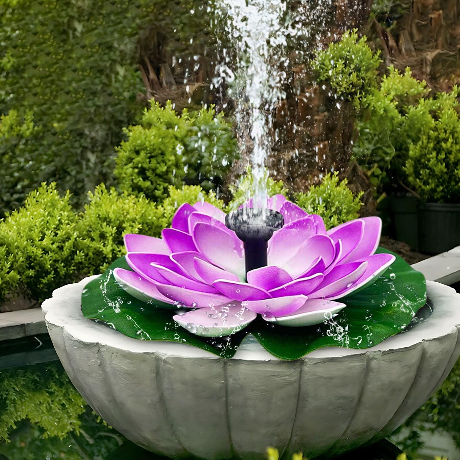 Lotus Shaped Solar Fountain Pond Decorative, Floating Solar Lotus Fountain, Water Fountain with 6 Nozzles, Birdbath Fountain Solar Power for Pool, Patio Water, Pond, Garden