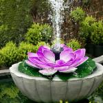 Lotus Shaped Solar Fountain Pond Decorative, Floating Solar Lotus Fountain, Water Fountain with 6 Nozzles, Birdbath Fountain Solar Power for Pool, Patio Water, Pond, Garden