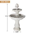 Christopher Knight Home 37.4"H 2-Tier Outdoor Fountain, Pedestal Cascading Water Feature, White