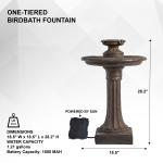 XBrand 28" Solar Water Fountain, 1-Tier, Outdoor Birdbath, Brown Resin, With Solar Panel, Solar Pump for Home Garden Yard Décor