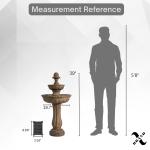 XBrand 39" 2-Tier Outdoor Freestanding Solar Water Fountain - Classic Design, Sand Stone Resin Bird Bath with Pump