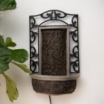 XBrand 30.31" H Stone/Black Polyresin and Metal Indoor Outdoor Wall Mounted Waterfall Fountain with Pump, Wall-Hanging Fountains, Water Fountain Décor, Wall Fountain