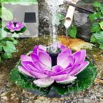 Lotus Shaped Solar Fountain Pond Decorative, Floating Solar Lotus Fountain, Water Fountain with 6 Nozzles, Birdbath Fountain Solar Power for Pool, Patio Water, Pond, Garden