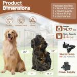HOMEDIARY Outdoor Water Fountain, 23" H 5-Tier Cascading Waterfall Fountain with LED Lights & Adjustable Pump, Climbing Bears Water Feature with Natural Rock & Wood Finish for Patio, Backyard & Deck