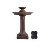XBrand 28" Solar Water Fountain, 1-Tier, Outdoor Birdbath, Brown Resin, With Solar Panel, Solar Pump for Home Garden Yard Décor