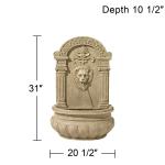 Royal Lion Face 31" High Large Italian Indoor Outdoor Decor Sand Stone Wall Fountain Statue Outside Garden Patio