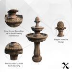 XBrand 39" 2-Tier Outdoor Freestanding Solar Water Fountain - Classic Design, Sand Stone Resin Bird Bath with Pump