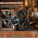 HOMEDIARY Outdoor Water Fountain, 23" H 5-Tier Cascading Waterfall Fountain with LED Lights & Adjustable Pump, Climbing Bears Water Feature with Natural Rock & Wood Finish for Patio, Backyard & Deck