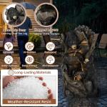 HOMEDIARY Outdoor Water Fountain, 23" H 5-Tier Cascading Waterfall Fountain with LED Lights & Adjustable Pump, Climbing Bears Water Feature with Natural Rock & Wood Finish for Patio, Backyard & Deck