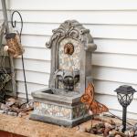 Sunnydaze Enchanting Estate Polyresin Outdoor Wall Water Fountain with Lights