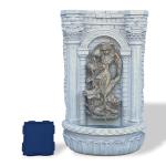 XBrand 30.3" Solar-Powered Wall Fountain with Gold Flower Maiden Statue, Antique Stone Waterfall Design for Garden, Yard Décor & Bird Bath, Polyresin