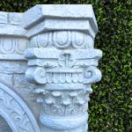 XBrand 30.3" Solar-Powered Wall Fountain with Gold Flower Maiden Statue, Antique Stone Waterfall Design for Garden, Yard Décor & Bird Bath, Polyresin