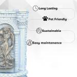XBrand 30.3" Solar-Powered Wall Fountain with Gold Flower Maiden Statue, Antique Stone Waterfall Design for Garden, Yard Décor & Bird Bath, Polyresin