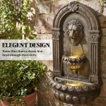 31" Wall-Mounted Outdoor Fountain, 3-Tier Cascading Waterfall Feature with LED Lights and Adjustable Flow, Bronze