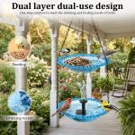 Grusce Hanging Solar Bird Bath Fountain, Solar Power Outdoor Water Fountain with Cascading Water Decorative for Garden Yard Patio