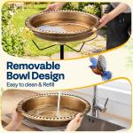 SPECSTAR Oval Bird Bath with Solar Fountain for Outside, Weather-Resistant ABS Birdbath Bowl with Solar Powered Pump, Metal Ground Stake for Outdoor, Garden, 1.3 Gallons, Copper