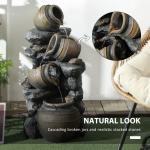 28.3" Solar Water Fountain, 4-Tier Resin Cascading Jars and Stacked Stones Outdoor Waterfall Fountain with LED Lights