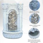 XBrand 30.3" Solar-Powered Wall Fountain with Gold Flower Maiden Statue, Antique Stone Waterfall Design for Garden, Yard Décor & Bird Bath, Polyresin