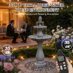 Kaluomm 48" 3-Tiers Outdoor Water Fountain, Italian Pineapple Large Cascading Waterfall Fountains, Weather-Resistant Resin Freestanding Fountain Features for Garden Patio Backyard, Gray