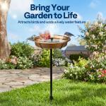 SPECSTAR Oval Bird Bath with Solar Fountain for Outside, Weather-Resistant ABS Birdbath Bowl with Solar Powered Pump, Metal Ground Stake for Outdoor, Garden, 1.3 Gallons, Copper