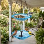 Grusce Hanging Solar Bird Bath Fountain, Solar Power Outdoor Water Fountain with Cascading Water Decorative for Garden Yard Patio