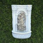 XBrand 30.3" Solar-Powered Wall Fountain with Gold Flower Maiden Statue, Antique Stone Waterfall Design for Garden, Yard Décor & Bird Bath, Polyresin