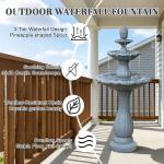 Kaluomm 48" 3-Tiers Outdoor Water Fountain, Italian Pineapple Large Cascading Waterfall Fountains, Weather-Resistant Resin Freestanding Fountain Features for Garden Patio Backyard, Gray