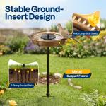SPECSTAR Oval Bird Bath with Solar Fountain for Outside, Weather-Resistant ABS Birdbath Bowl with Solar Powered Pump, Metal Ground Stake for Outdoor, Garden, 1.3 Gallons, Copper