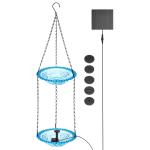 Grusce Hanging Solar Bird Bath Fountain, Solar Power Outdoor Water Fountain with Cascading Water Decorative for Garden Yard Patio