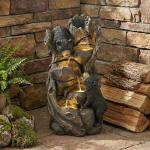EPICOZY 23" H 5-Tier Outdoor Water Fountain, Realistic Black Bears Climbing Tree Waterfall Fountains with 4 LED Lights & Adjustable Flow, Resin Garden Water Feature for Farmhouse Patio Yard Deck