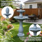 Kaluomm 48" 3-Tiers Outdoor Water Fountain, Italian Pineapple Large Cascading Waterfall Fountains, Weather-Resistant Resin Freestanding Fountain Features for Garden Patio Backyard, Gray
