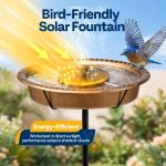 SPECSTAR Oval Bird Bath with Solar Fountain for Outside, Weather-Resistant ABS Birdbath Bowl with Solar Powered Pump, Metal Ground Stake for Outdoor, Garden, 1.3 Gallons, Copper